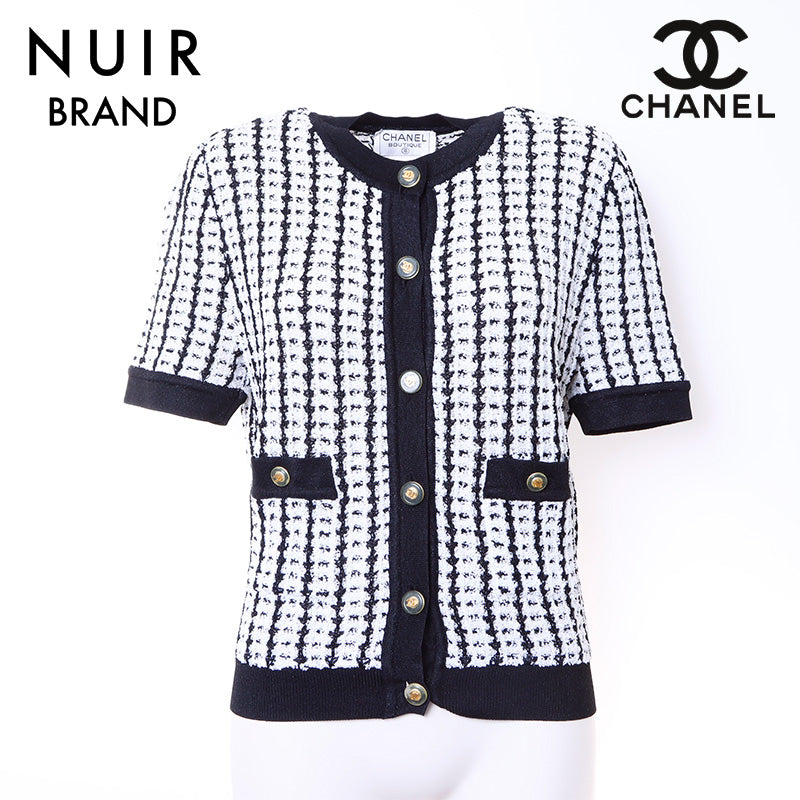 シャネル CHANEL カーディガン ココボタン 半袖 ポリエステル ホワイト シャネル CHANEL ココボタン 半袖 カーディガン ポリエステル
