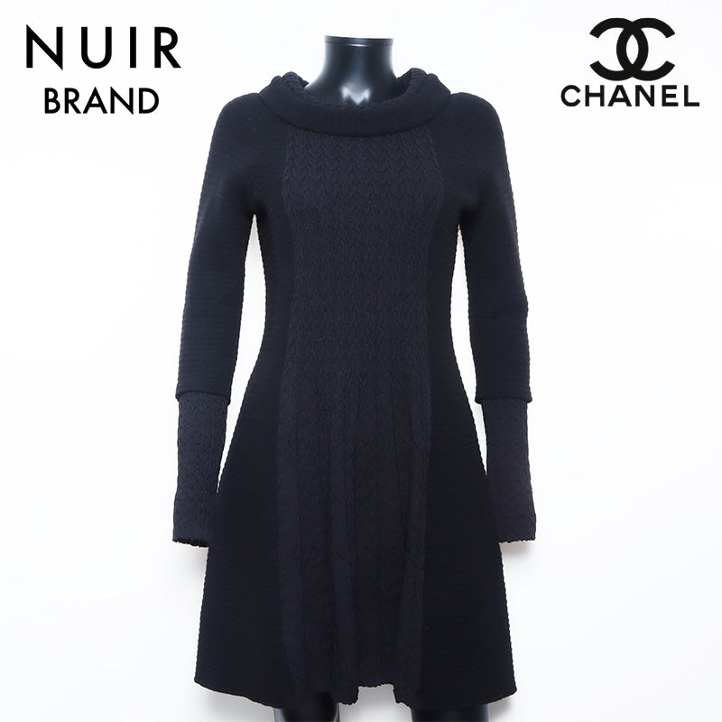 Chanel Knit Dress Wool Black WS6397 NUIR VINTAGE Chanel Knit Dress Wool Black WS6397 NUIR VINTAGE