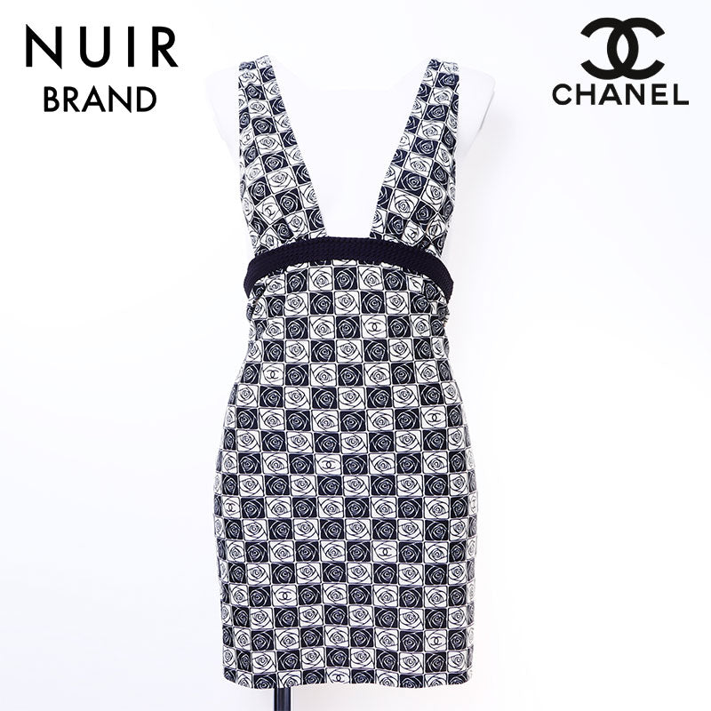 CHANEL ワンピース　カメリア　ノースリーブ　 ブラック　ベージュ　ナイロン WS6415-1_dcec6dc5-a761-4bc3-
