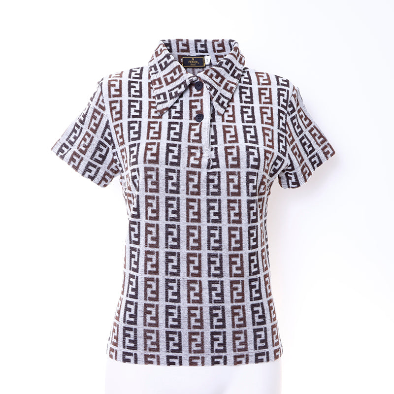 FENDI フェンディ ズッカ柄 半袖ポロシャツ サイズ44 WS6443-2_a5b71dc4-0cee-497d-