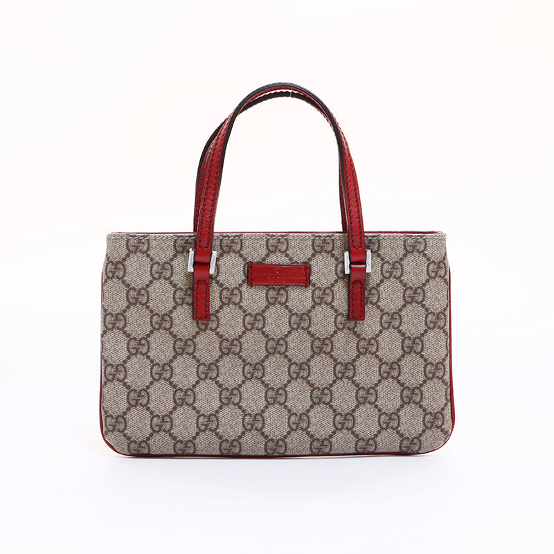 グッチ GUCCI gg スプリームミニトート ハンドバッグ ベージュ レッド