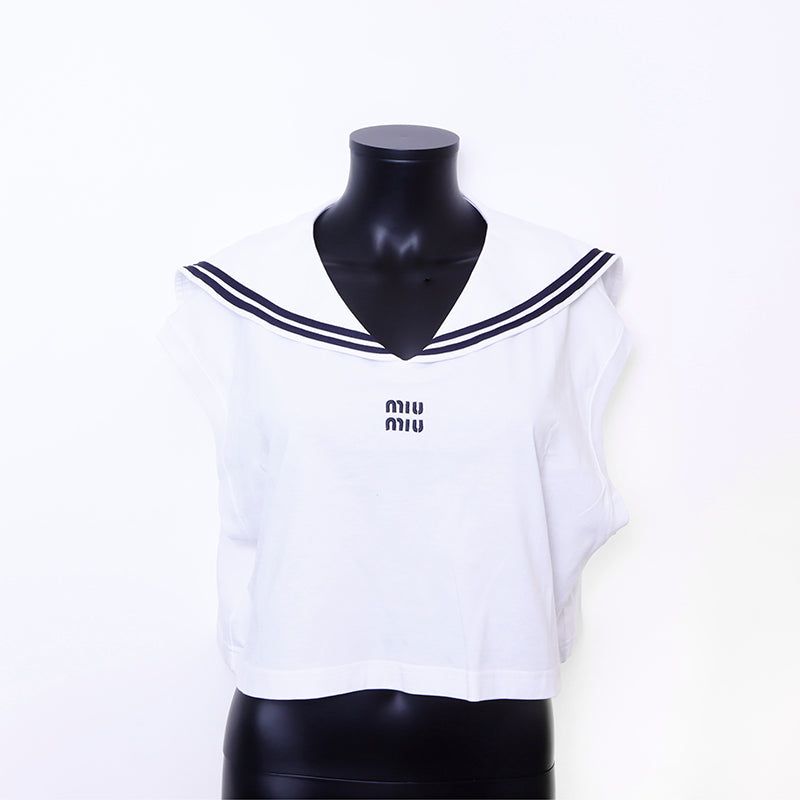 miu miu ホワイト Tシャツ XS Miu Miu Seamless T-Shirt in White | Lyst