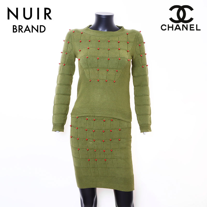 Chanel CHANEL Size:34 Beads P38802K02672 Setup Knit Suit Green WS6751 –  NUIR VINTAGE