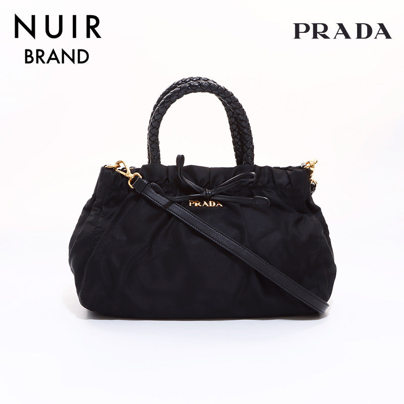 PRADA 2way Braided Handbag Black WS6806 – NUIR VINTAGE