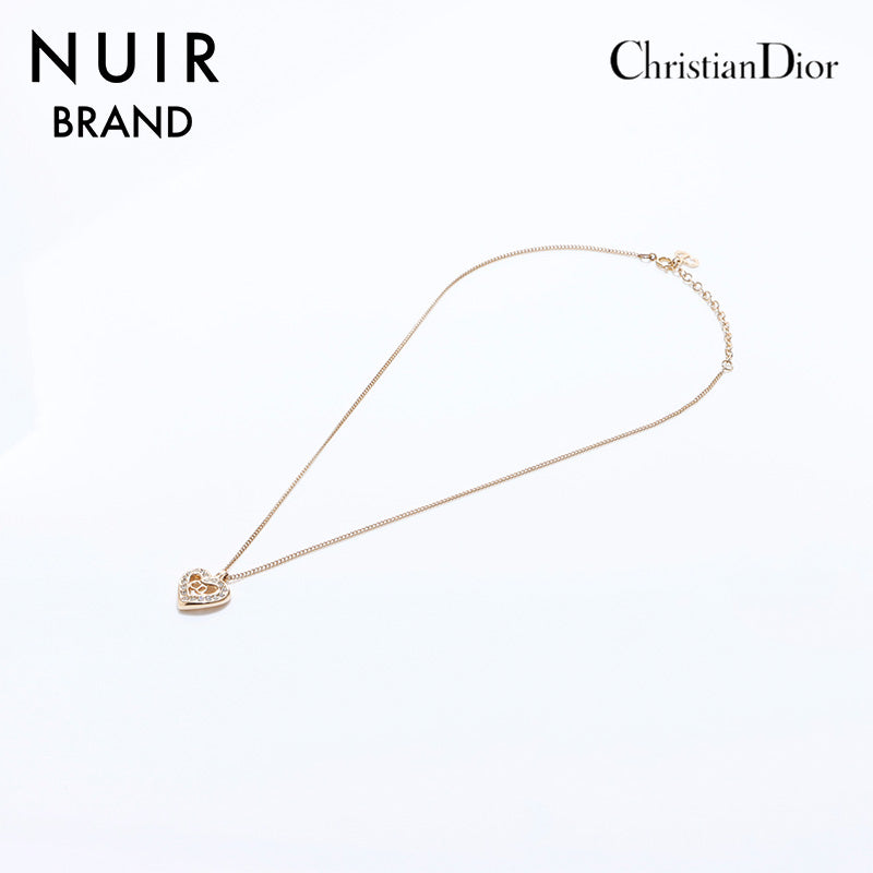 Christian Dior Logo Rhinestone Necklace Gold WS6870 – NUIR