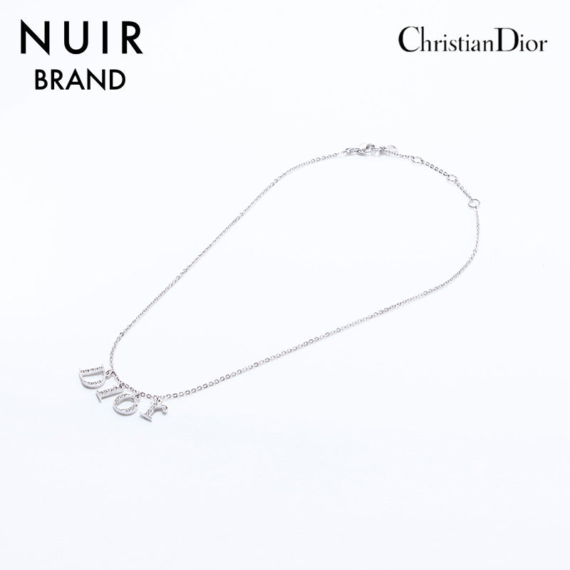 クリスチャンディオール　ラインストーン　ロゴ　ネックレス　シルバー クリスチャンディオール Christian Dior ロゴ ラインストーン