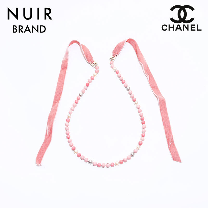 シャネル CHANEL カラーストーン リボン ロング ネックレス