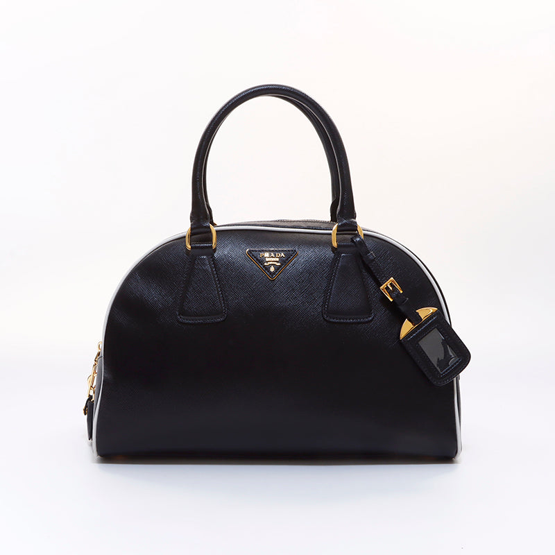 プラダ PRADA ロゴ サフィアーノ ハンドバッグ ブラック WS7023 – NUIR