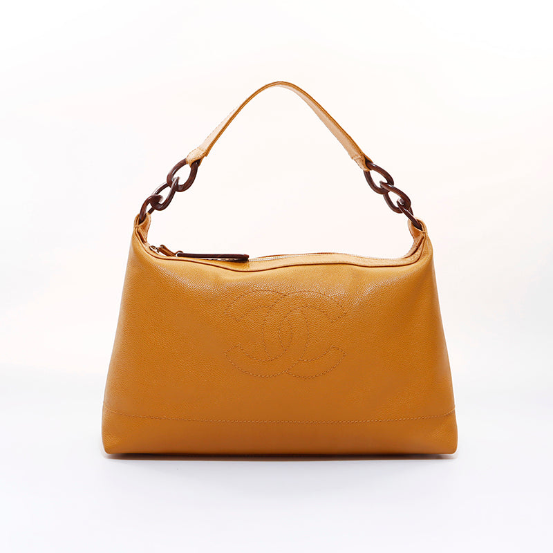 Chanel CHANEL 2001-2002 Wood Caviar Skin Shoulder Bag Yellow