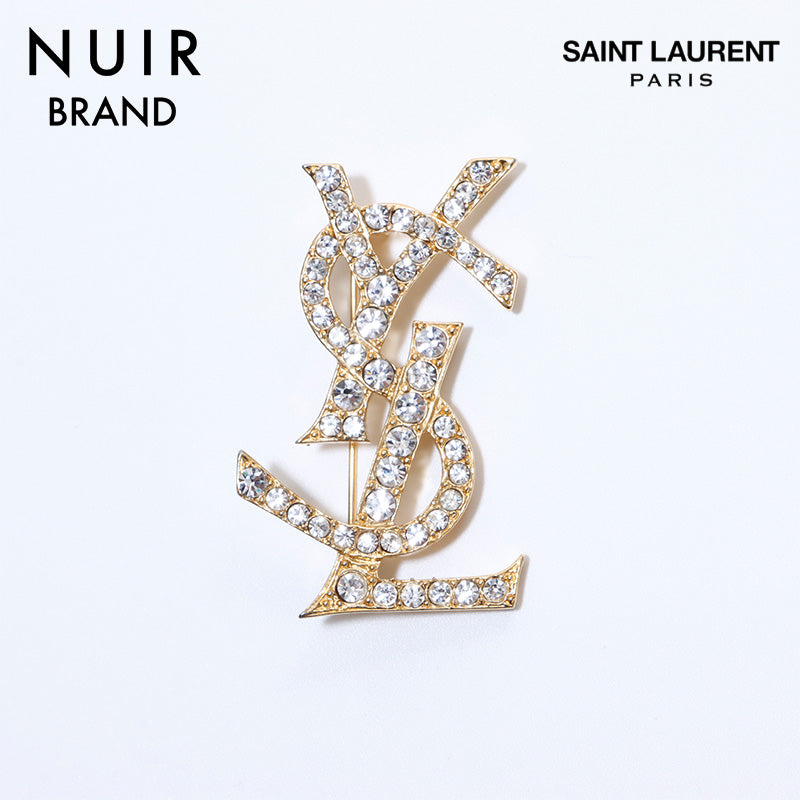 Saint Laurent Paris YSL Rhinestone Brooch Gold WS7102 – NUIR VINTAGE
