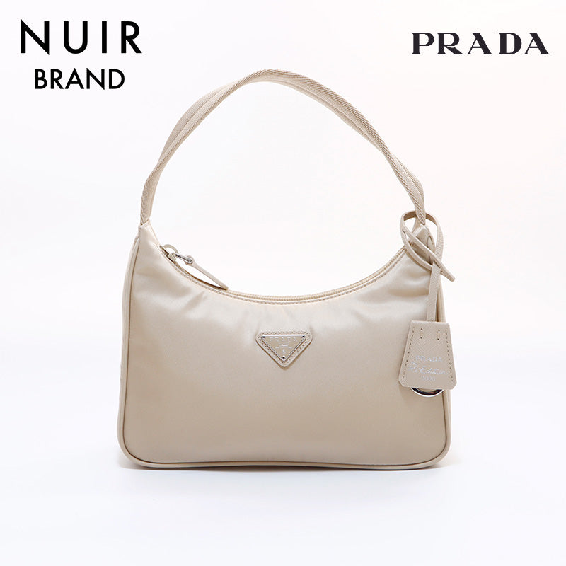 PRADA Re-Edition 2000 Re-Nylon Mini Bag Handbag Beige WS7148