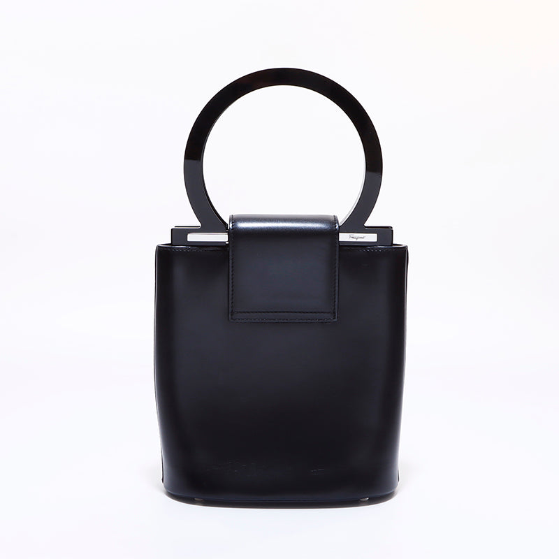 サルバトーレフェラガモ　ハンドバッグ　ガンチーニ　型押し　ブラック FERRAGAMO Salvatore Ferragamo サルヴァトーレ フェラガモ