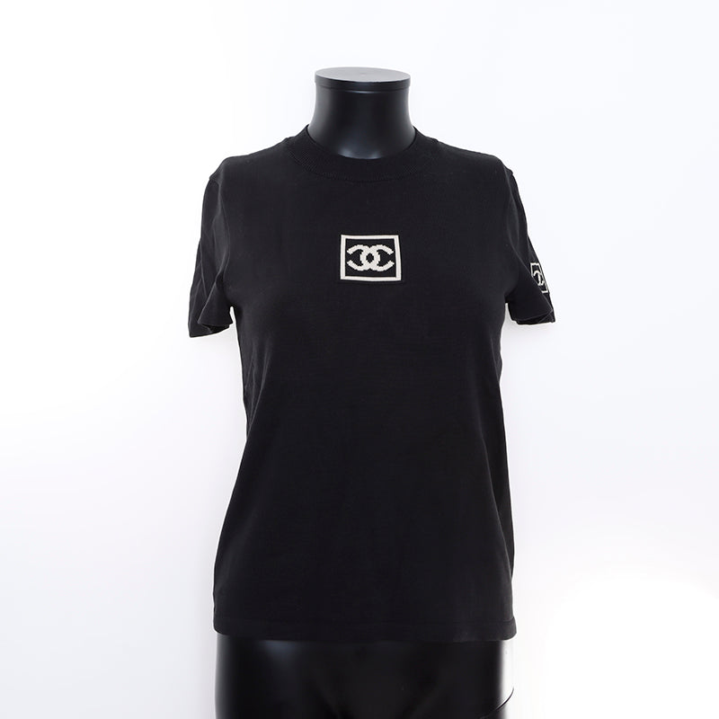 シャネル CHANEL スポーツライン 半袖 Size:M ニット ブラック WS7201