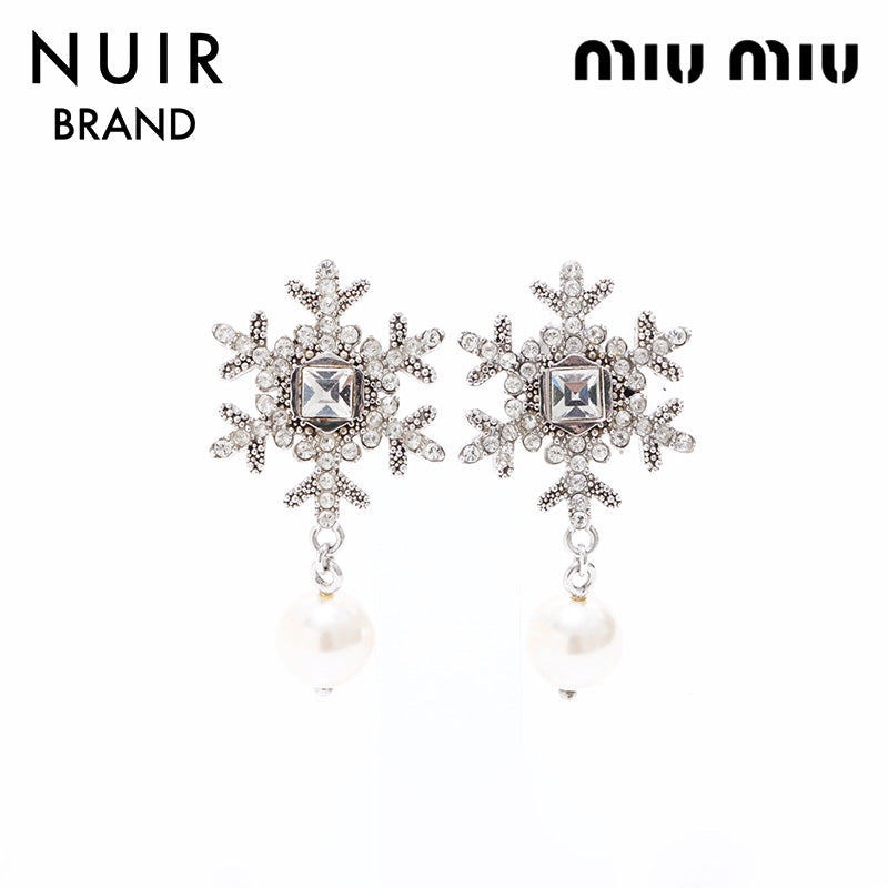 ミュウ ミュウ Miu Miu 雪モチーフ ラインストーン パール ピアス シルバー WS7226 – NUIR VINTAGE