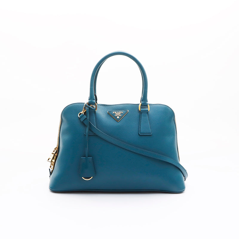 PRADA ダークブルー レザー ハンドバッグ PRADA プラダ ショルダーバッグ レザー ブルー レディース 中古