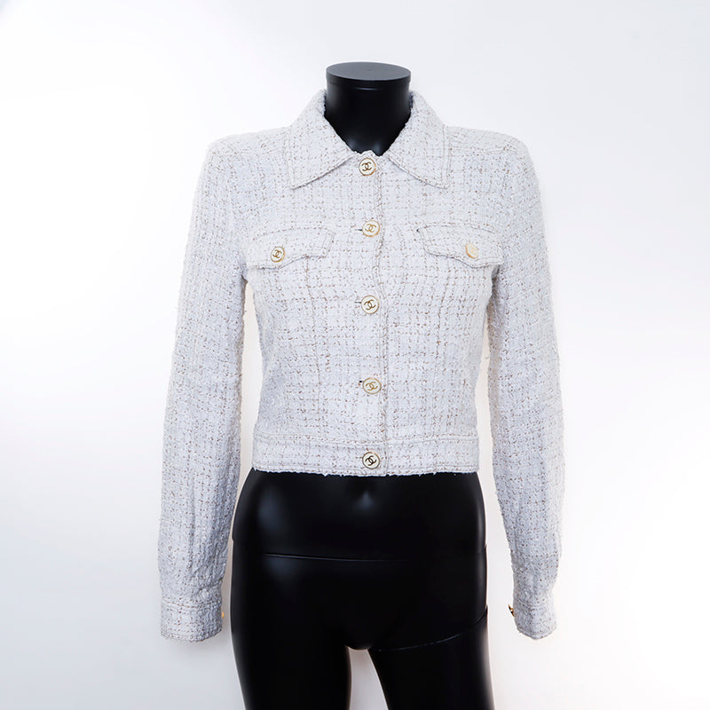 Chanel CHANEL Tweed Coco Mark Button Size:38 Short 01P Jacket