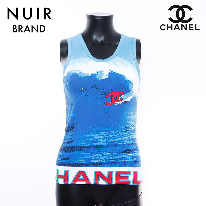 Chanel Surf motif Size: 40 Tank top Blue WS7431 – NUIR VINTAGE