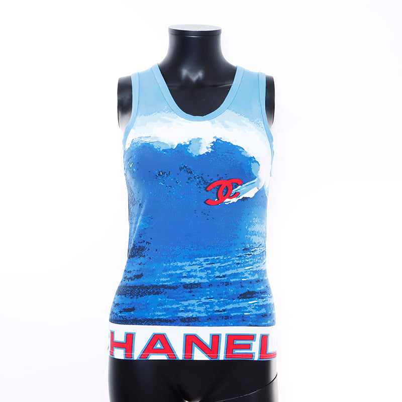 Chanel Surf motif Size: 40 Tank top Blue WS7431 – NUIR VINTAGE