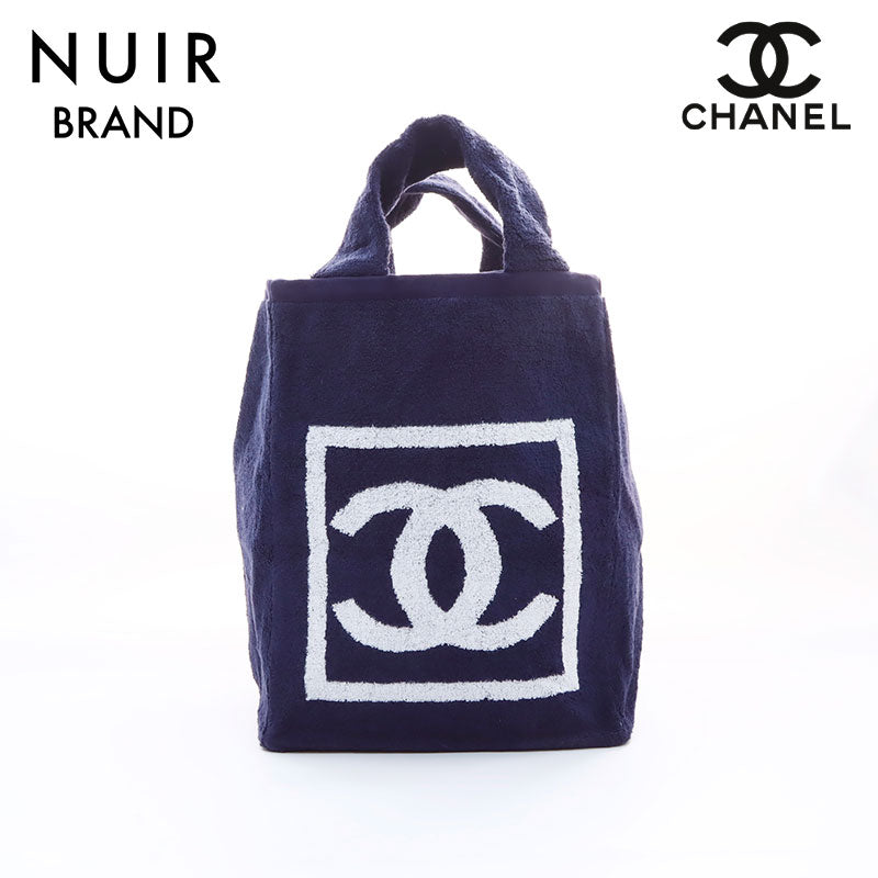 シャネル CHANEL パイル ココマーク タオル ハンドバッグ ネイビー