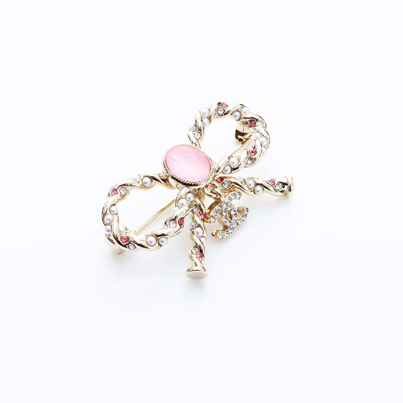 未使用保管品 シャネル CHANEL B23 リボン ブローチ ゴールド WS7623