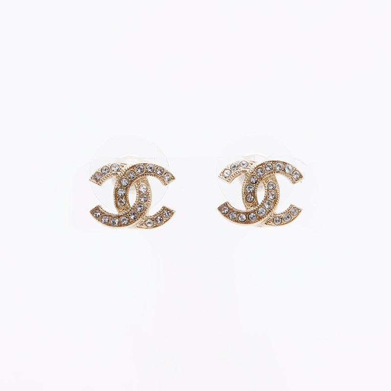 シャネル CHANEL ココマークラインストーン ピアス ゴールド WS7695