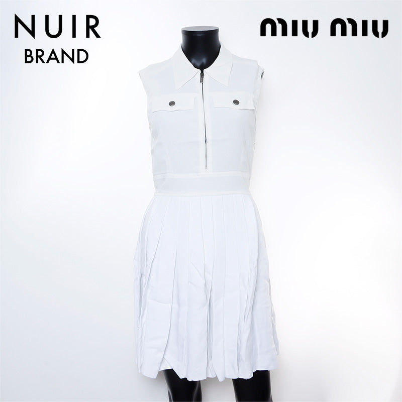 ミュウ ミュウ Miu Miu サイズ:40 プリーツミニドレス ワンピース ホワイト WS7701 – NUIR VINTAGE