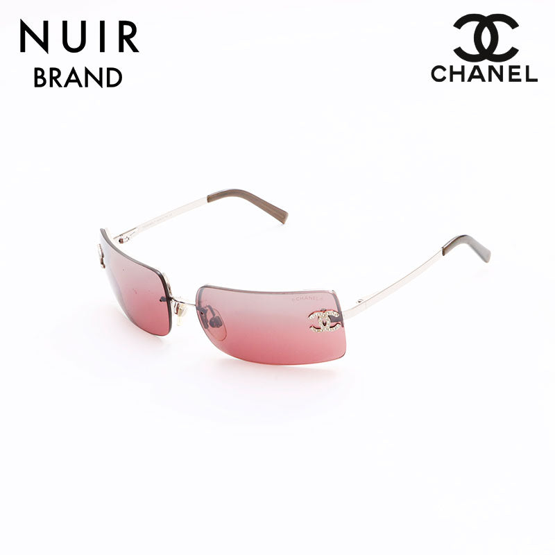 CHANEL シャネル リムレス サングラス ココマーク ワインレッド系 CHANEL - シャネル サングラス リムレス ココマーク 赤 シルバー