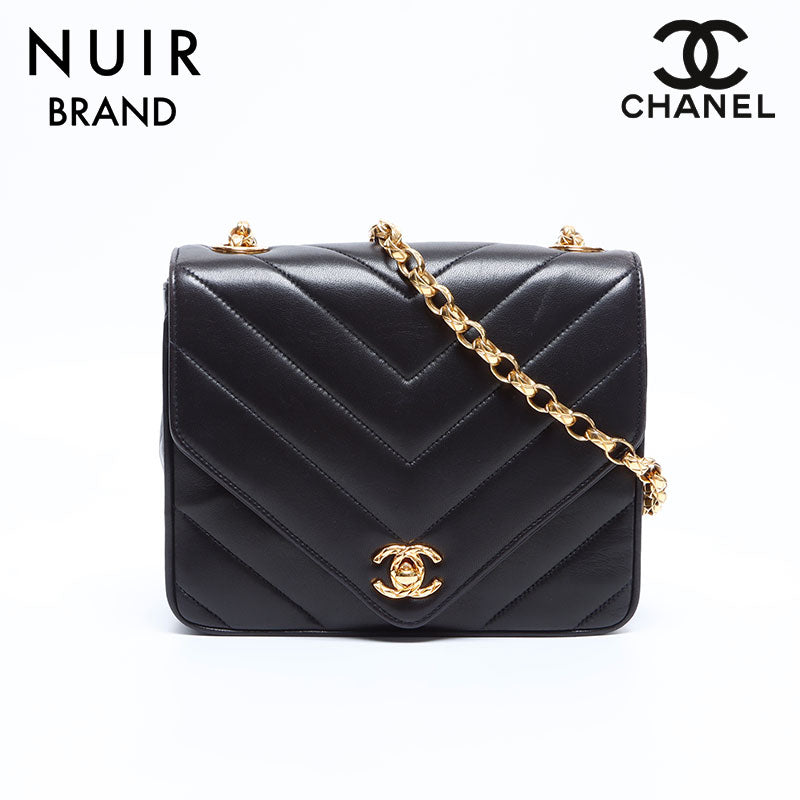 シャネル CHANEL 2番台 Vステッチ チェーン ラムスキン ショルダーバッグ ブラック WS7780 – NUIR VINTAGE