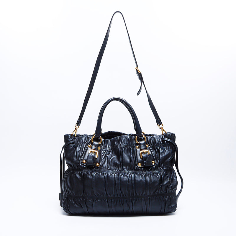 プラダ（PRADA）ギャザー2wayハンドバッグ　ブラック　49H2301 楽天市場】PRADA プラダ ギャザー ハンドバッグ トートバッグ