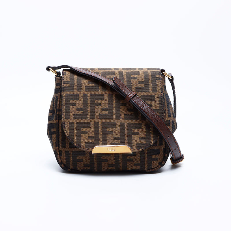 Fendi ショルダーバッグ ブラック/イエロー　ズッカ FENDI フェンディ ズッカベルトバッグ ブラウン ブラック