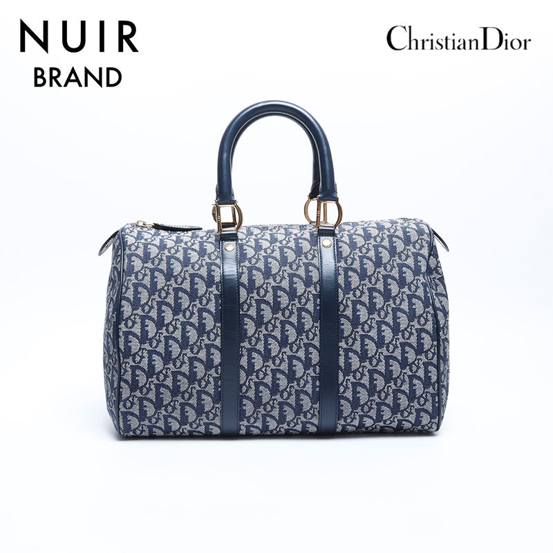 ちぇ Dior トロッター　キャンバス　ボストン　ハンドバッグ　ネイビー クリスチャンディオール Christian Dior トロッター キャンバス