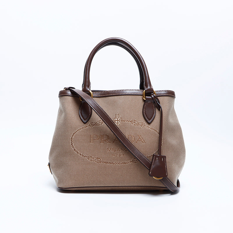 PRADA Jacquard 2way Handbag Brown WS7891 – NUIR VINTAGE