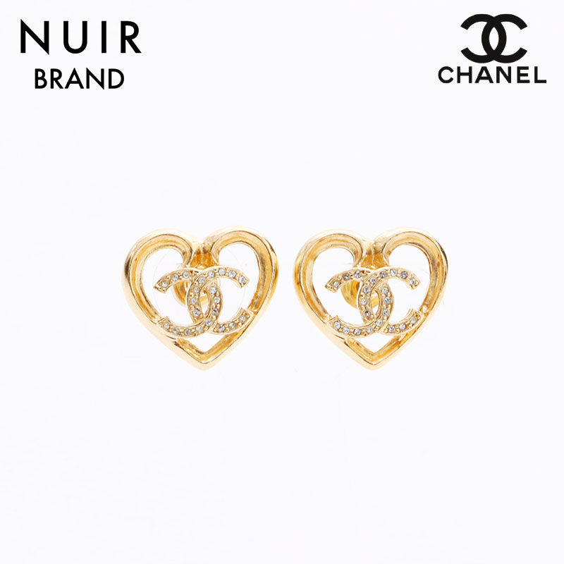 ヴィンテージシャネルラインストーンピアスゴールド CHANEL シャネル ピアス シャンパンゴールド ココマーク ライン
