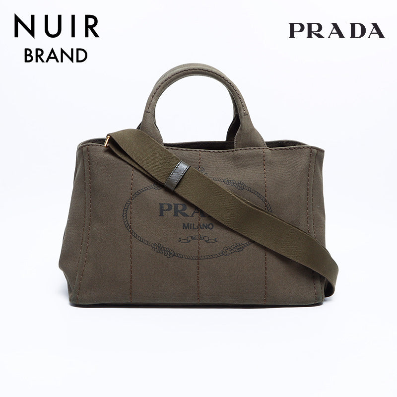 プラダ PRADA カナパ キャンバス 2way ハンドバッグ カーキ WS7953 – NUIR VINTAGE