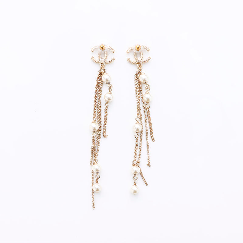 シャネル CHANEL ココマーク チェーン パール A18A ピアス ゴールド