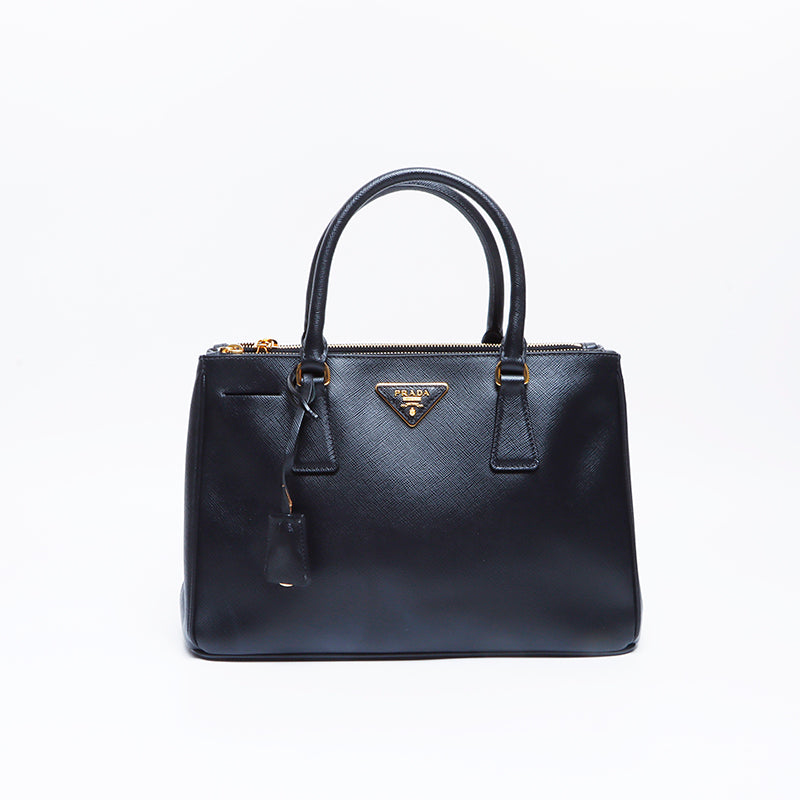 【美品〜良品】PRADA プラダ ガレリア ハンドバッグ サフィアーノレザー 黒 プラダ PRADA ガレリア サフィアーノ レザー ハンドバッグ