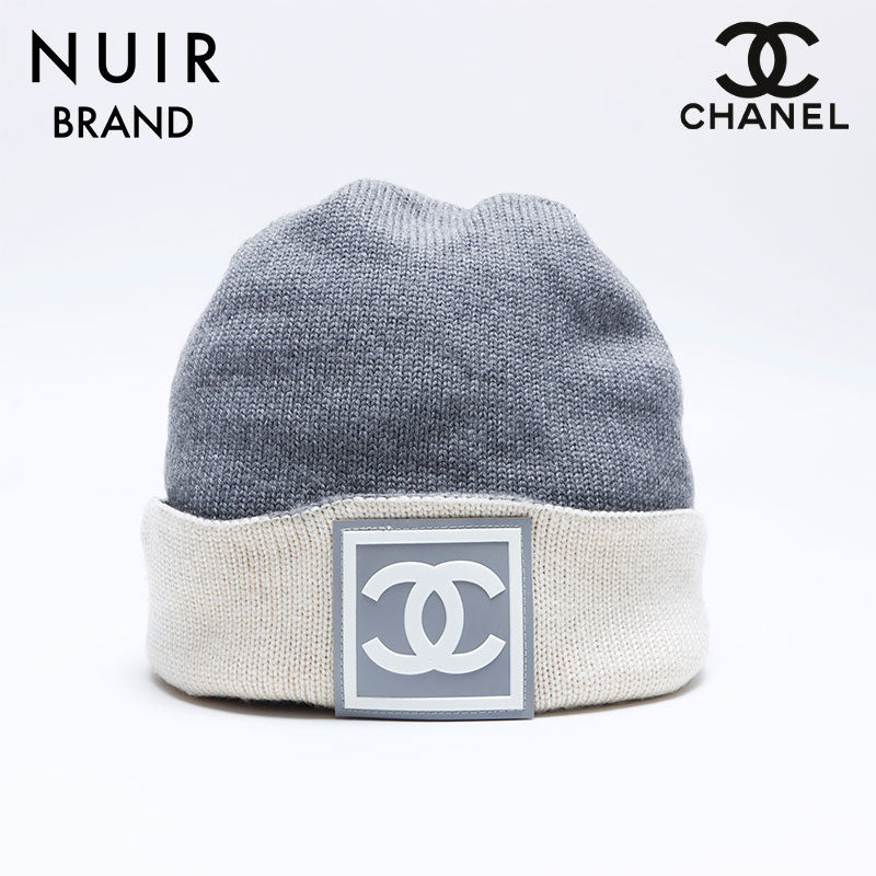 CHANEL グレー ニット帽 ロゴ付き WS8087-1_616beca3-ddfe-4921-
