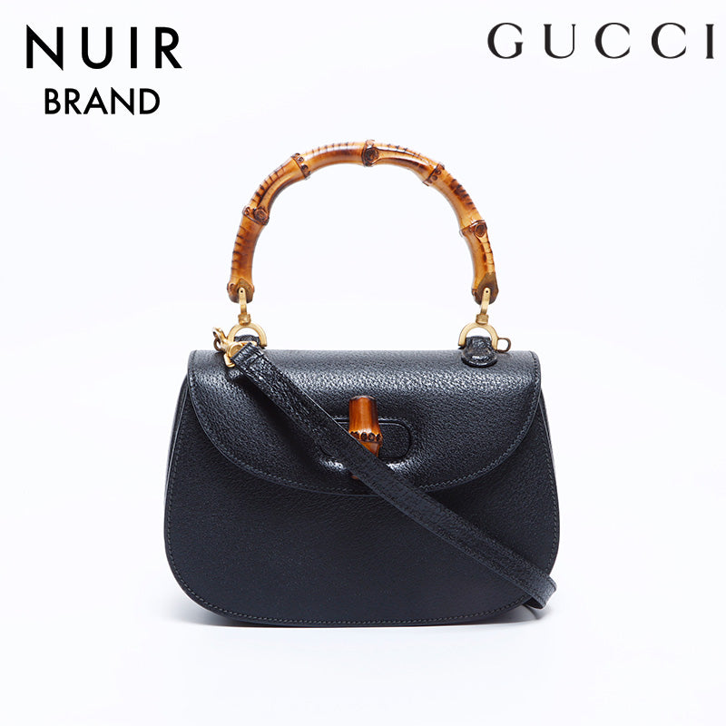 グッチ GUCCI 2way バンブー レザー ショルダーバッグ ブラック WS8137 – NUIR VINTAGE