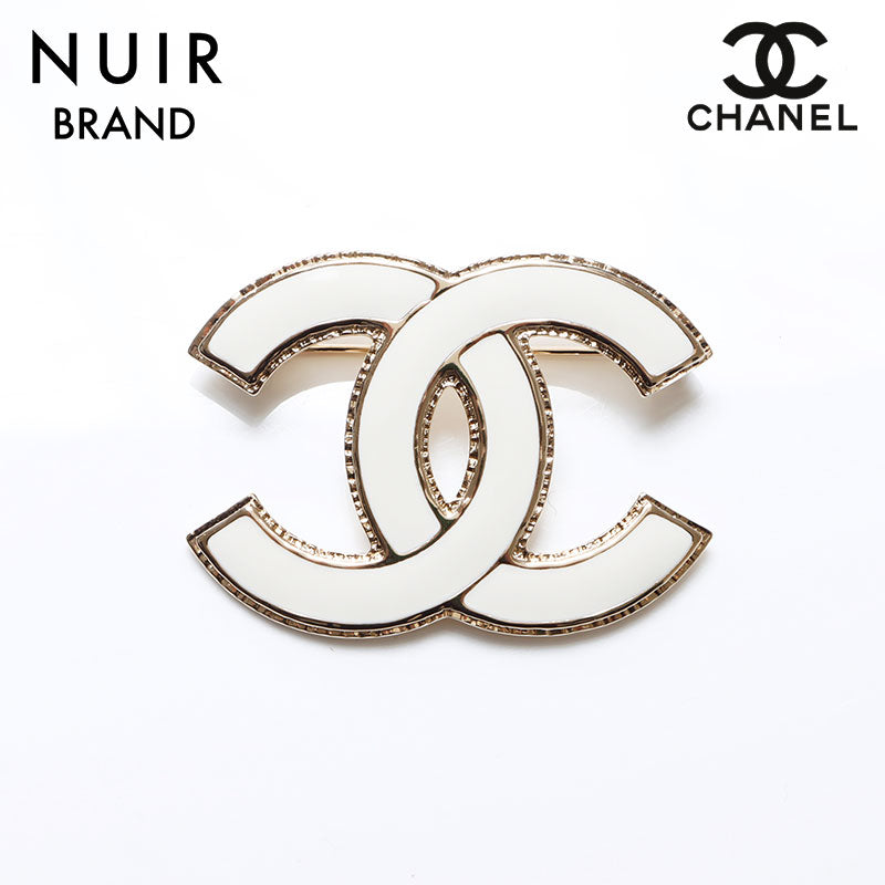 Chanel B22A Coco Mark Brooch Gold White WS8288 – NUIR VINTAGE
