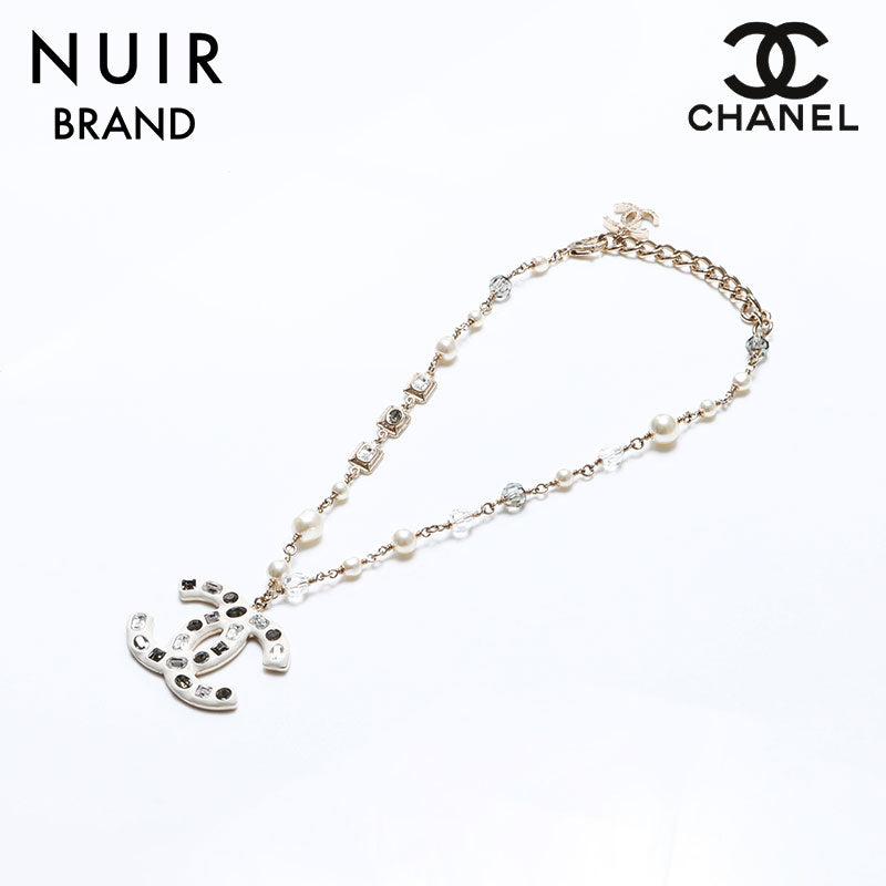 シャネル CHANEL B19C ココマーク ネックレス ゴールド ホワイト