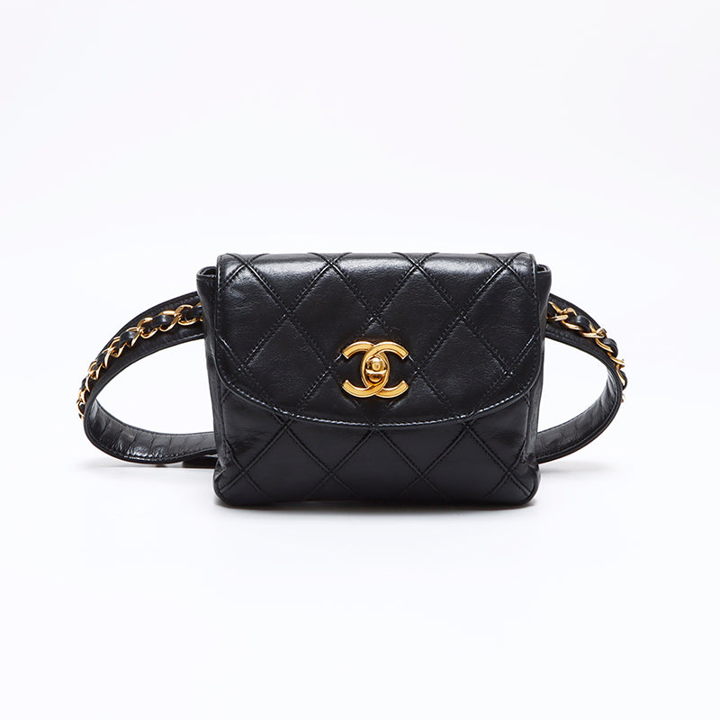 シャネル CHANEL ココマーク ラムスキン マトラッセ チェーン ベルト