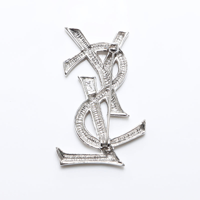 YVES SAINT LAURENT YSL logo Brooch Silver WS8369 – NUIR VINTAGE