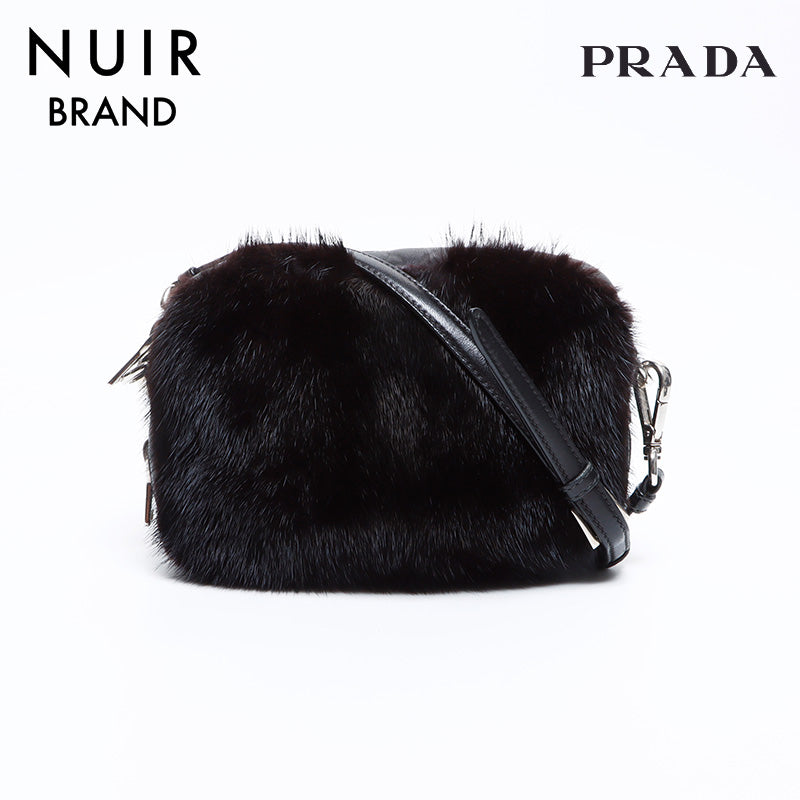 プラダ PRADA レザー ファー シルバー金具 中綿 キルティング
