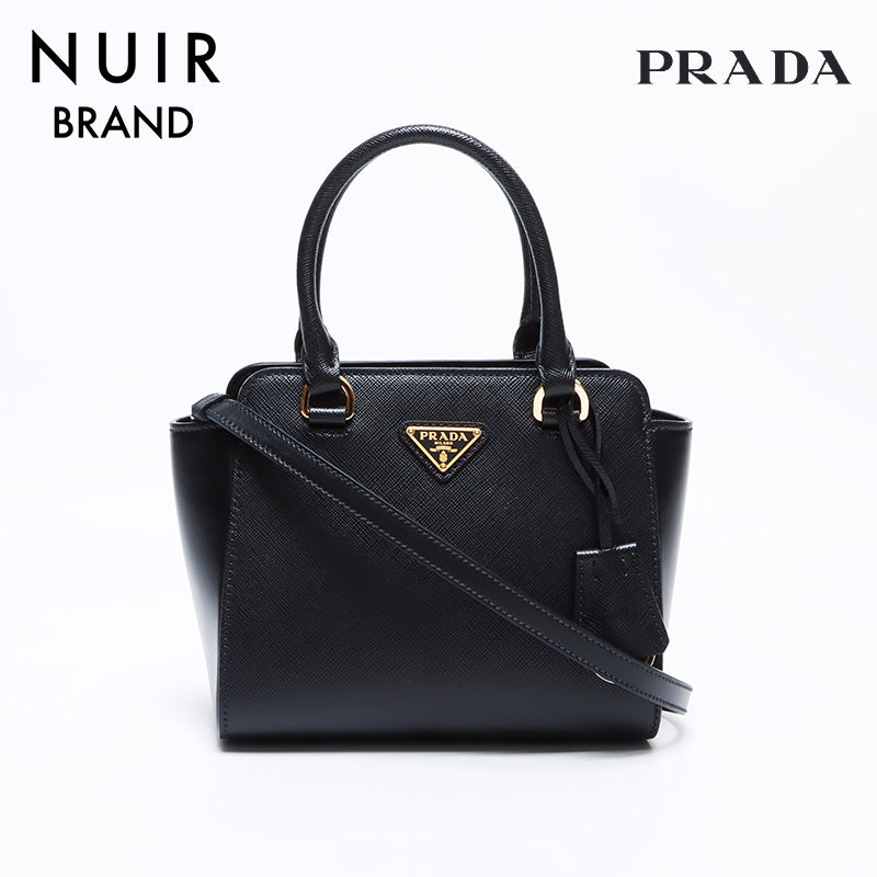 プラダ PRADA 2way サフィアーノ レザー ハンドバッグ ブラック プラダ PRADA 2way サフィアーノ レザー ハンドバッグ ブラック