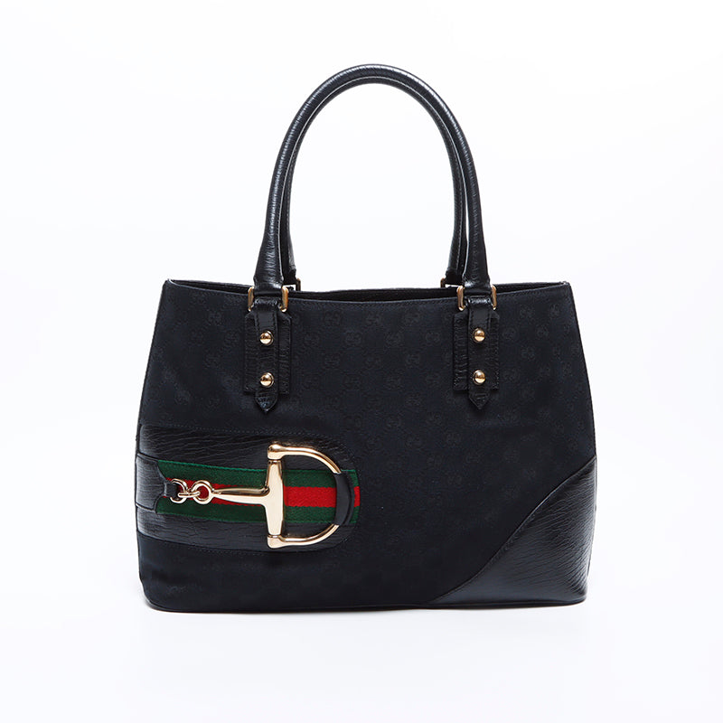 Gucci GG Canvas Horsebit Shoulder Bag Black WS8442 – NUIR VINTAGE