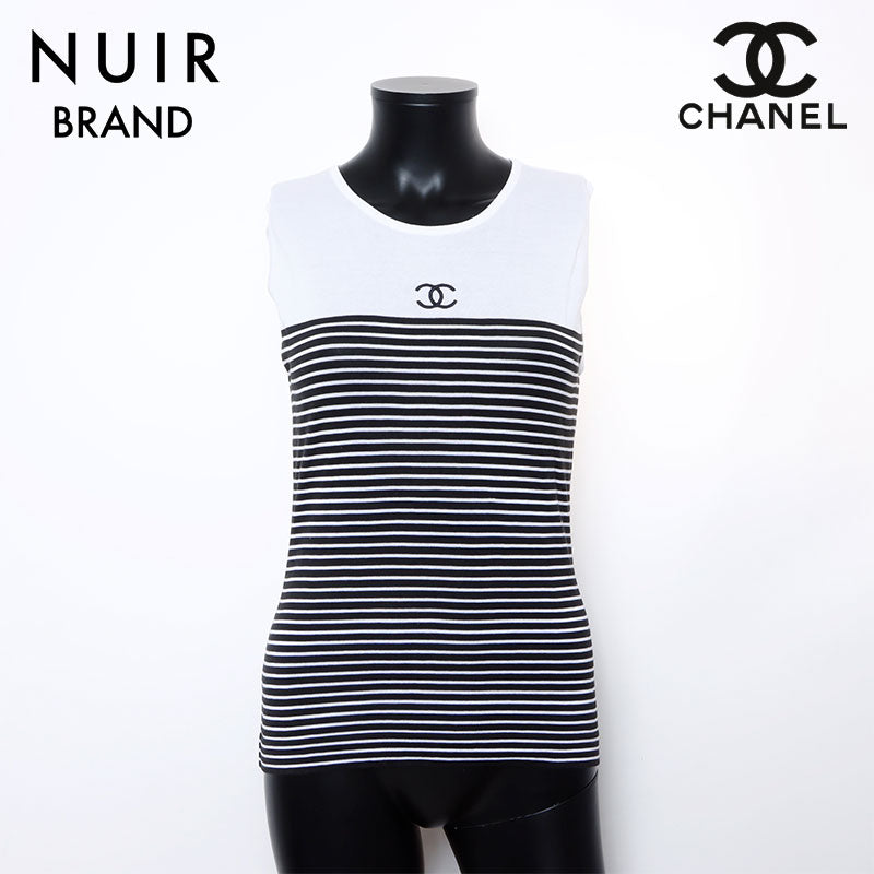 シャネル CHANEL Size:38 ボーダー ココマーク刺繍 タンクトップ