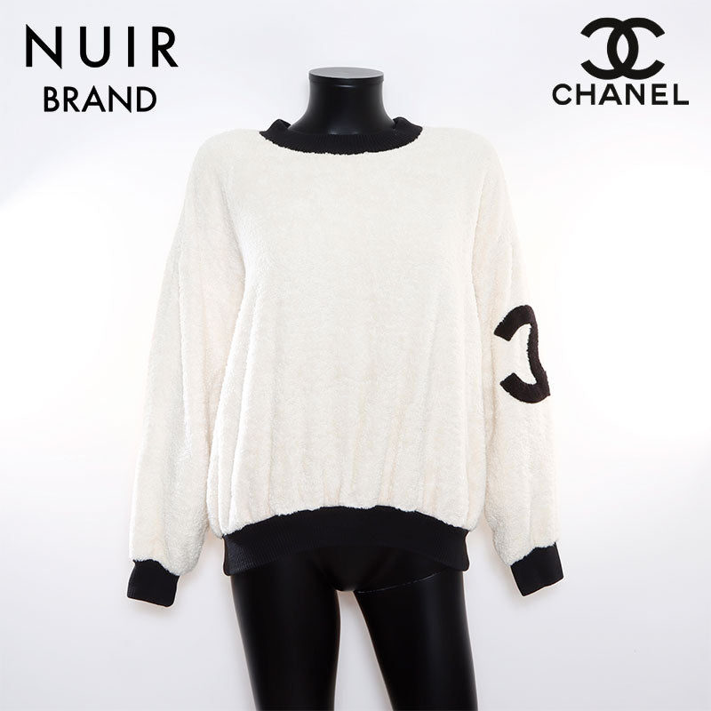 シャネル CHANEL タオル地 スウェット アイボリー ブラック WS8681