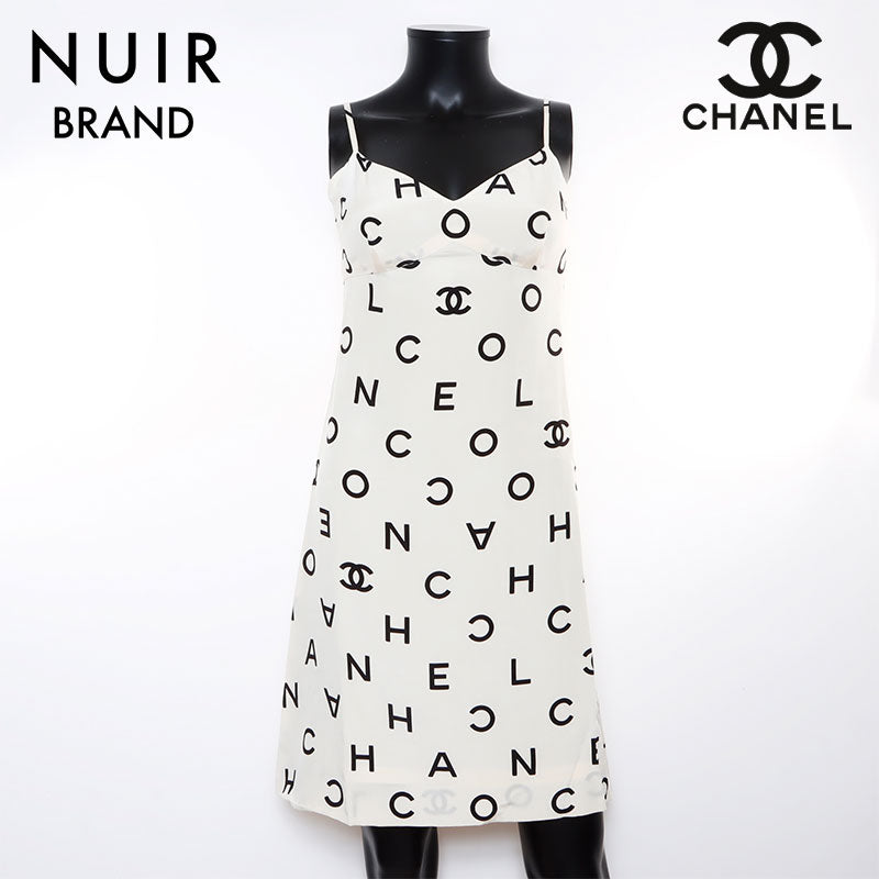 シャネル CHANEL シルク 97p Size:34 ワンピース アイボリー ブラック