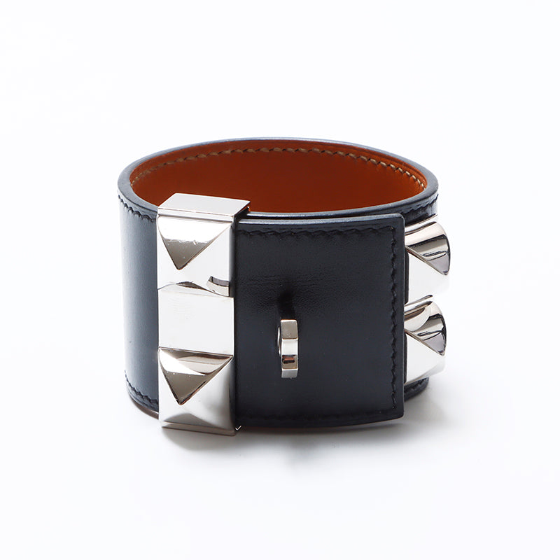 エルメス HERMES T2 D FM PM 005 コリエ レザー ブレスレット ブラック