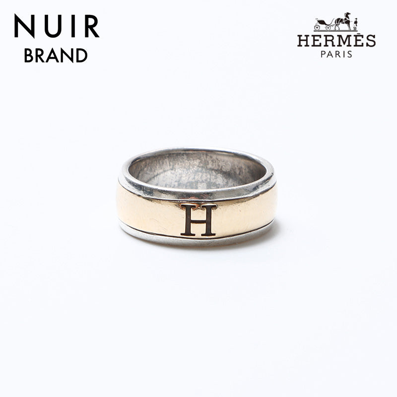エルメス ヴィンテージ ラセット リング 47 Au750 Ag925 コンビ エルメス HERMES AU750 AG925 Hロゴ コンビ 15 リング・指輪